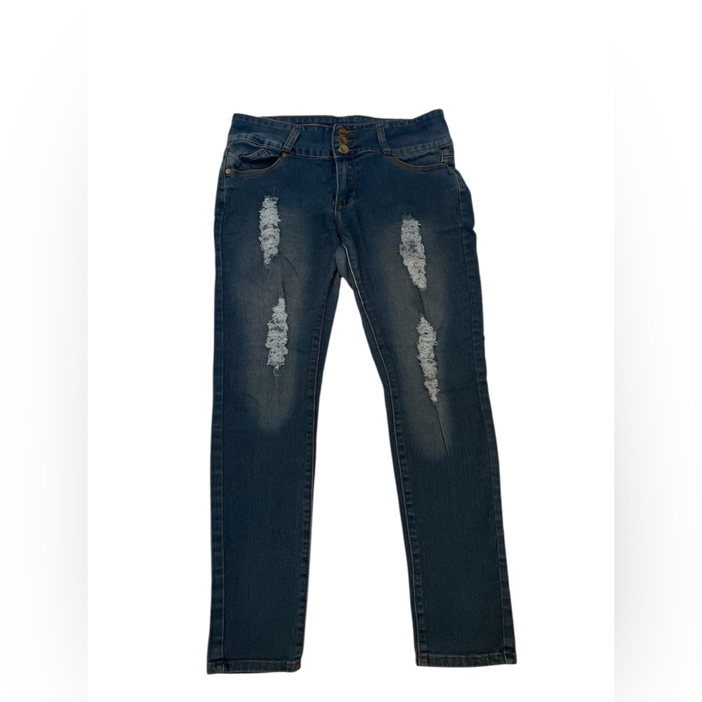 Para Jeans Dark Wash Distressed Skinny Jeans Size 13 Stretch Denim
